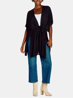 Time and Tru Women's Ruched Tie Front Ruana.